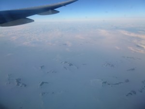 The Mountains of Snowy Greenland from 37,000 feet